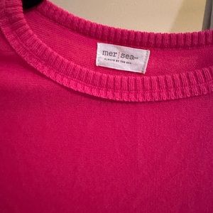MerSea pink sweater/ split sides so shirt needed under it